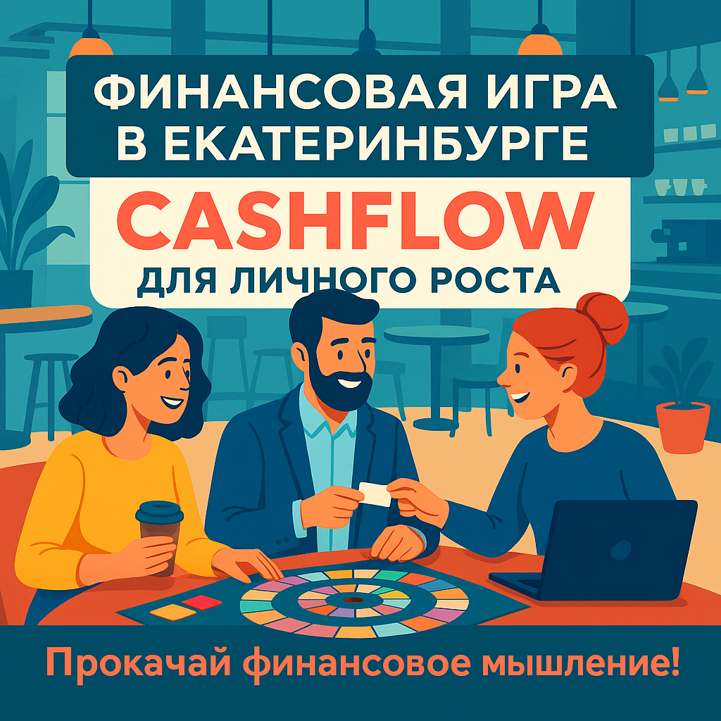 Финансовая игра Cashflow в Екатеринбурге — участники за настольной игрой в кафе